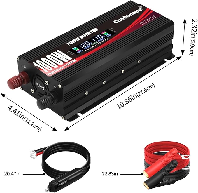 1000W/2000W Car Power Inverter DC 12V to 110V/120V AC Converter