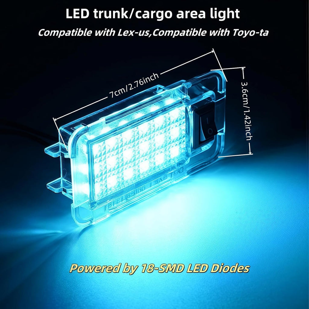 LED Trunk Cargo Light with Switch, Super Ice Bule Luggage Compartment Light Lamp Compatible with Toyota Highlander,Sienna,Venza,RAV4,Prius,Lexus RX350, CT200h, NX300h, GS350, Scion tC xB