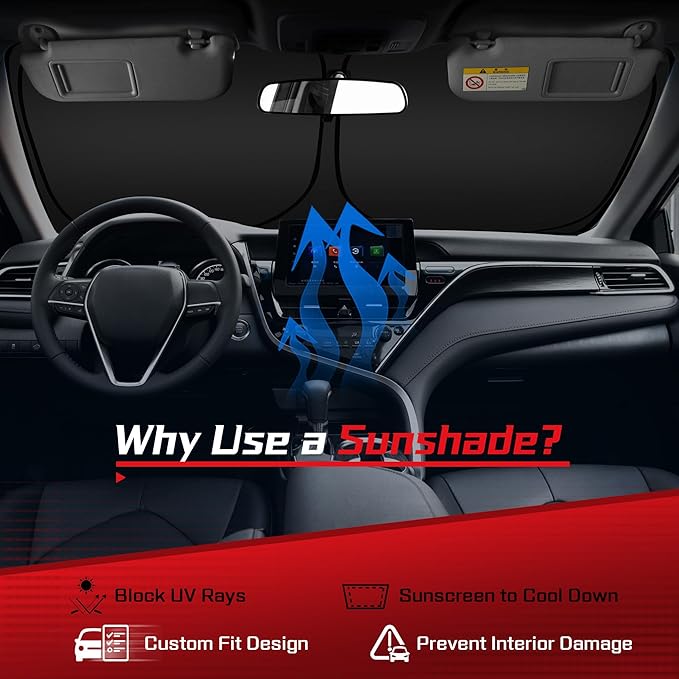 ARISMOTOR Windshield Sun Shade for Hyundai Kona 2024-2025, Custom Fit Foldable - Image 3