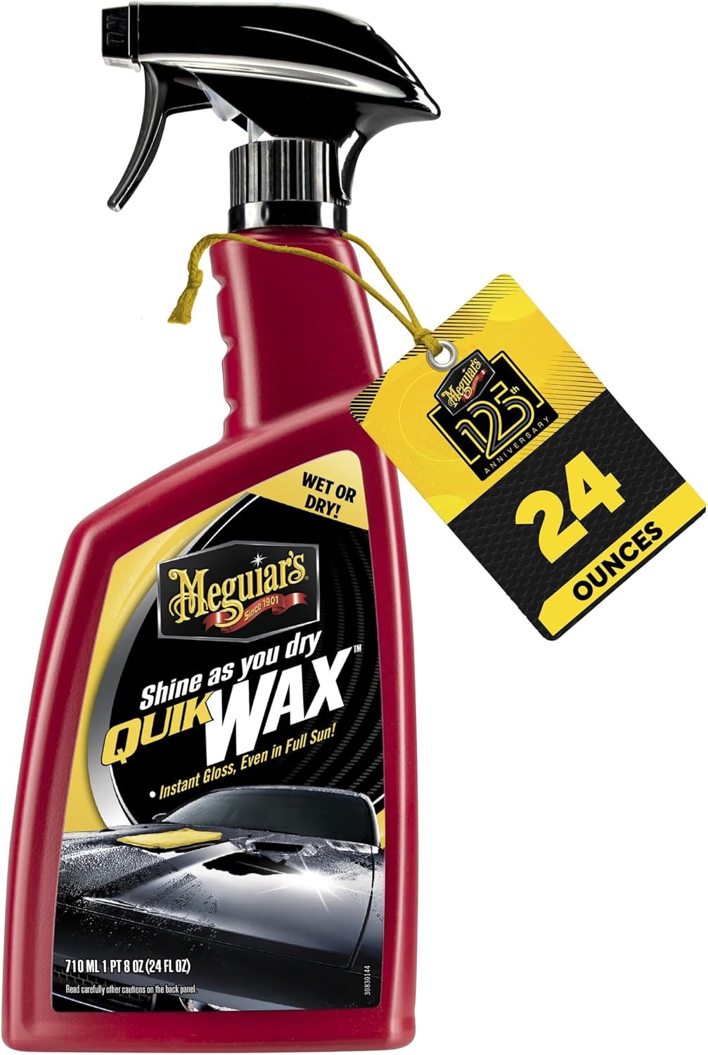 Meguiar's Quik Wax, Spray Wax for Car Detailing that Creates a Deep Shiny Look, Can Be Applied to Wet or Dried Paint and In Direct Sunlight, Moisture Rolls Off Waxed Paint, 24 Oz