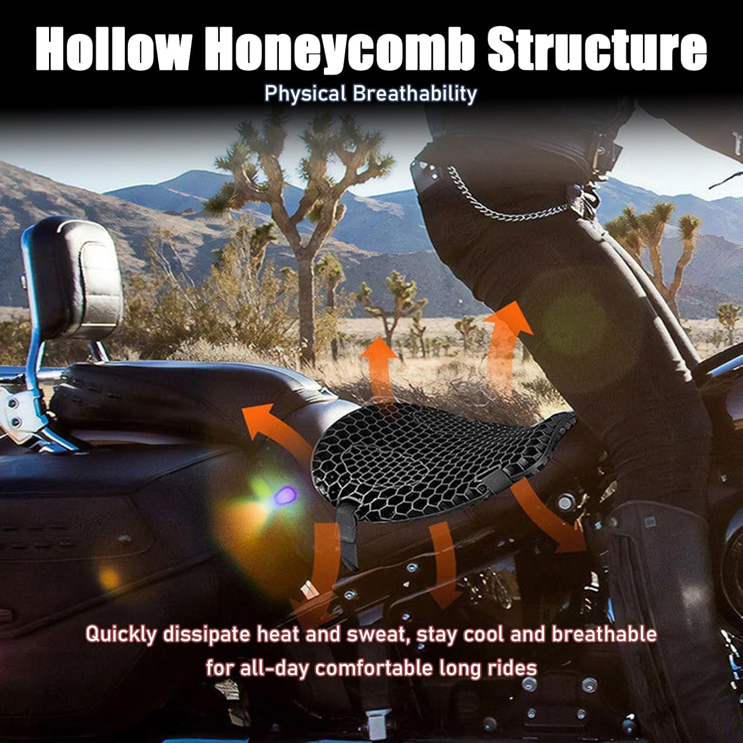 Motorcycle Seat Cushion for Suzuki Burgman 650 AN650 2013-2020, 3D Honeycomb TPE Gel Seat Pad, Breathable and Non-Slip Shock-Absorbing Seat Cover, Pressure-Relief Design