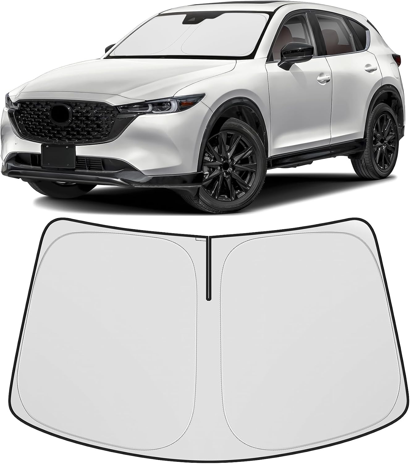 Windshield Sun Shade Compatible for Mazda CX5 CX-5 2017-2023 2024 2025 2026 Accessories Foldable Front Window Sunshade Sun Visor Protector Block UV Rays