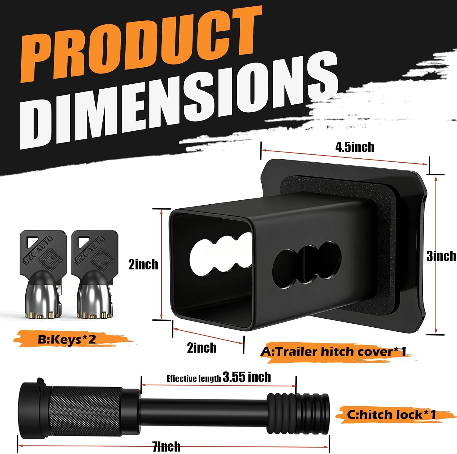 Bigfoot Fishing Hitch Cover for 2 Inch Receivers with 5/8-Inch Pin Diameter Anti-Theft Hitch Lock