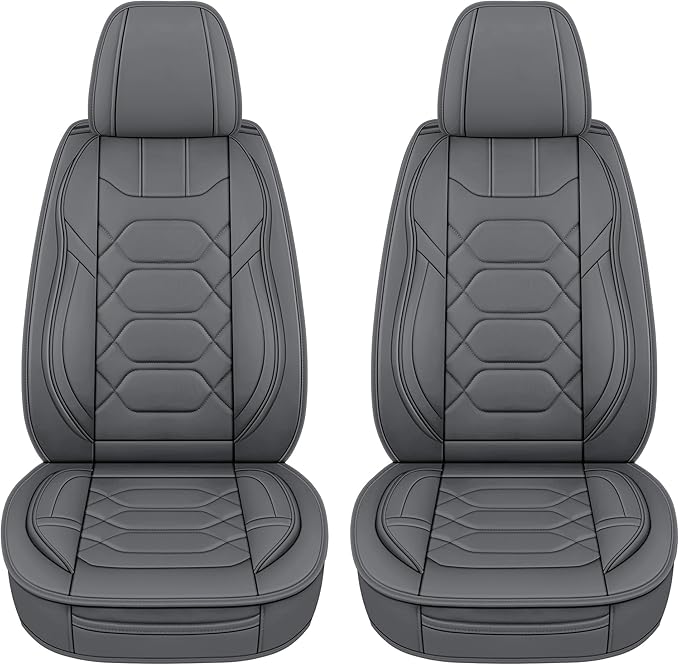 Pariitadin Leather Car Seat Covers Front Pair, Waterproof Breathable Faux - Image 3