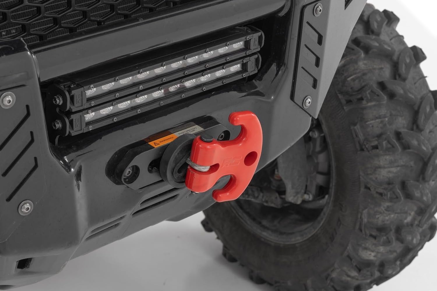 Rough Country Multi-Function Winch Cleat with Rubber Isolator - 12,000 LB Forged Aluminum Recovery Hook for ATV/UTV, Works with Synthetic Rope & Steel Cable, Red