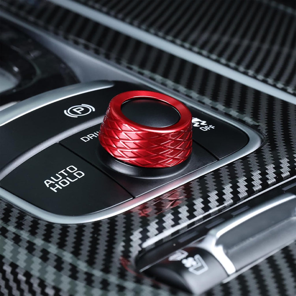Premium Aluminum Alloy Drive Mode Knob Cover Compatible with Kia Stinger 2018-2023 Accessories, Scratch-Proof, Weighted Feel (Red)