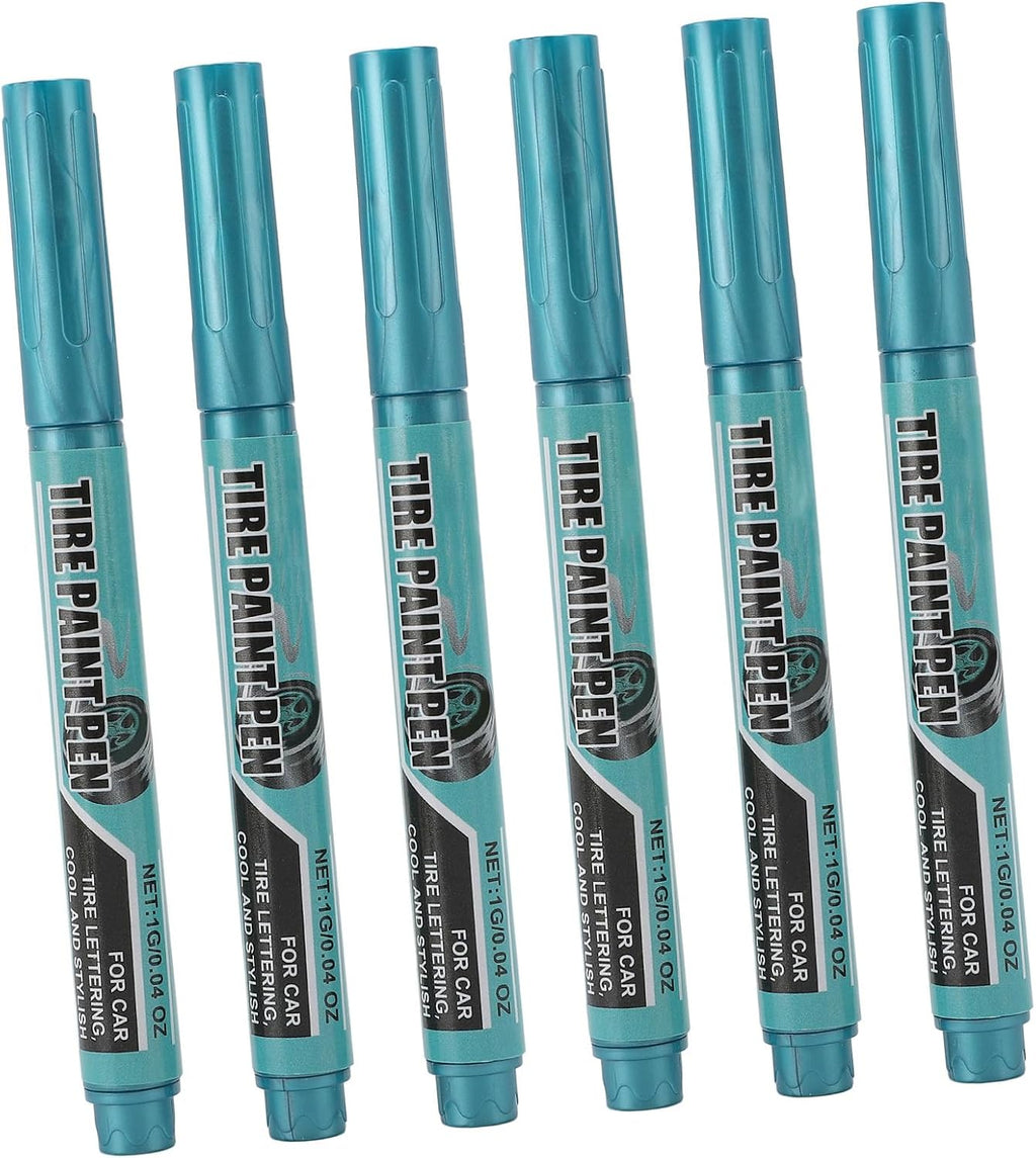 Blue Tire Paint Pen, 6pcs 1g Each, Waterproof Long Lasting Oil Marker Pen - Durable Scratch Repair, Easy Application for Vehicle Maintenance