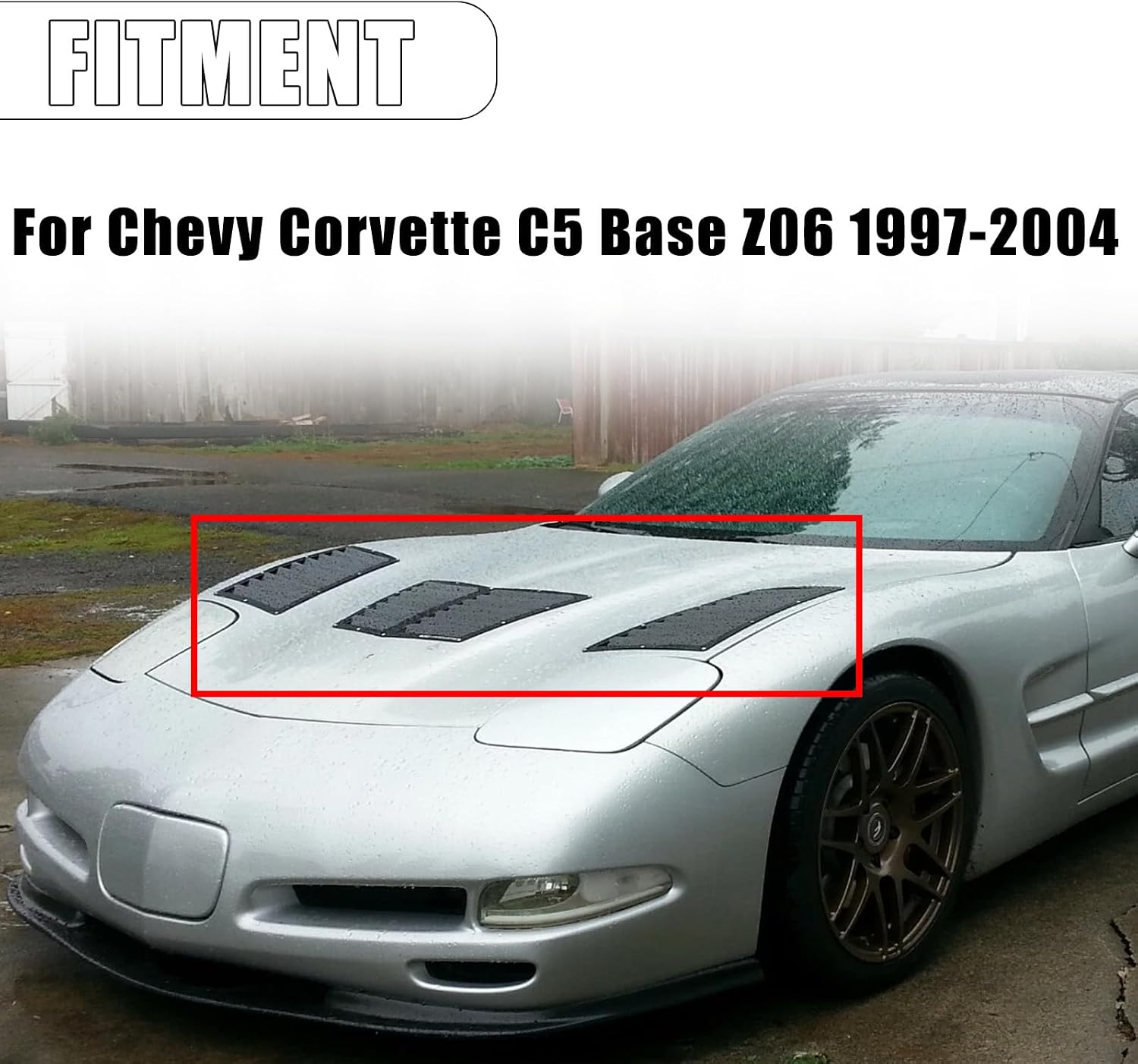 Vented Heat Extractor Hood Louvers Scoop for Chevy Corvette C5 Base Z06 1997-2004 Metal Black Body Kit