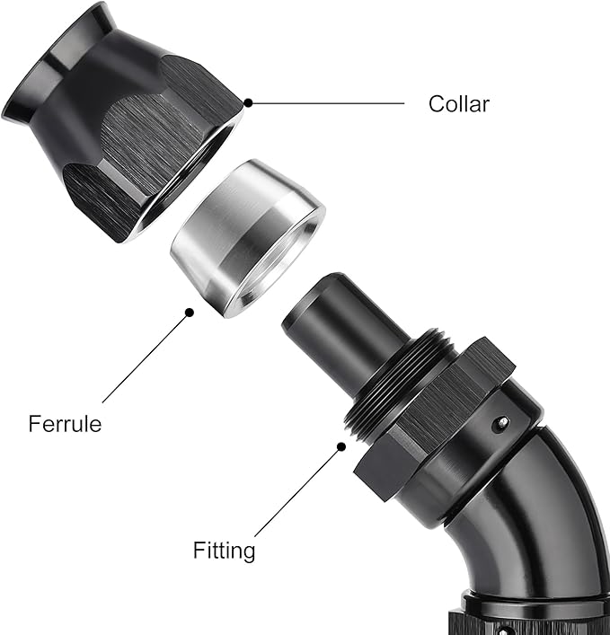 EVIL ENERGY 8AN 45 Degree PTFE One Piece Full Flow End Hose Fitting Aluminum - Image 2