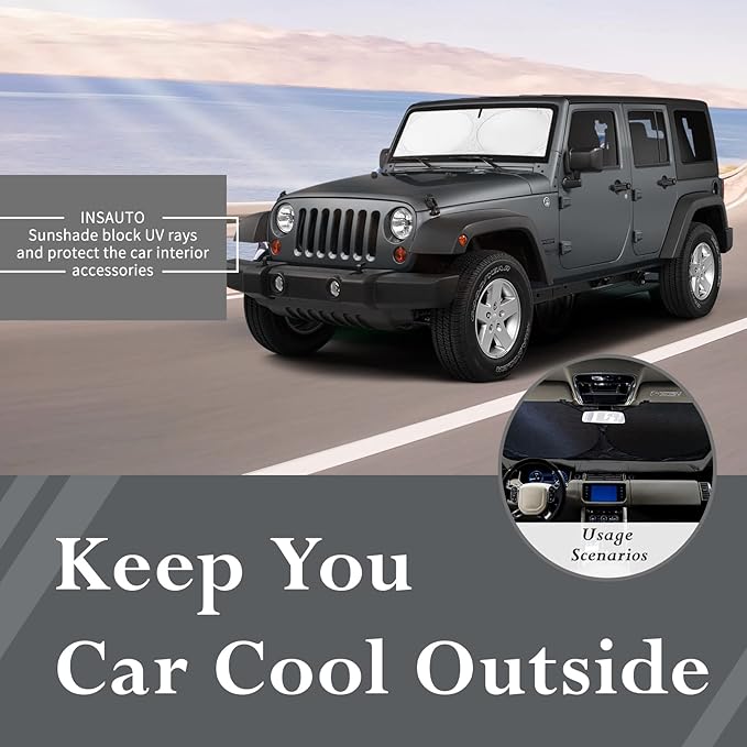 Sunshade Sun Shade for 2018-2024 2025 Jeep Wrangler JL JLu JK JKU Windshield - Image 8