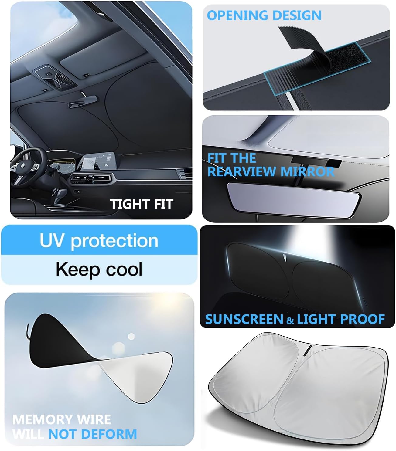 Upgrade Thickened Jeep Wrangler Windshield Sun Shade,Foldable Gladiator Dashboard Shield Sun Visor for 1997-2026 Sahara Rubicon JK JL CJ YJ TJ for UV and Heat Windshield Sunshade with Storage Bag
