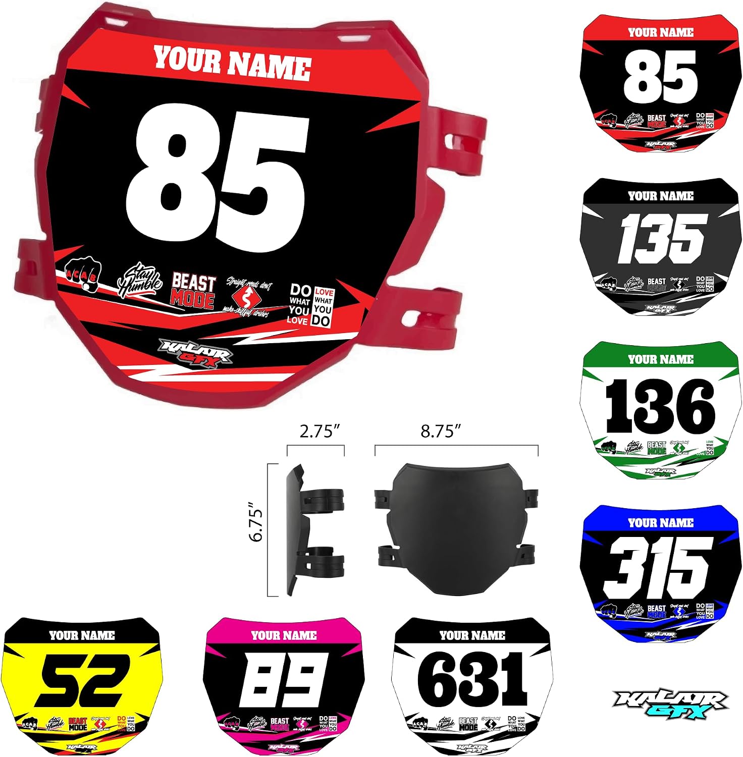 Custom ODI DH Electric Bike Number Plate Decal - Personalized Racing Graphics with Your Name & Number, Surron Multicolored Eye-catching Plate Design Decals.