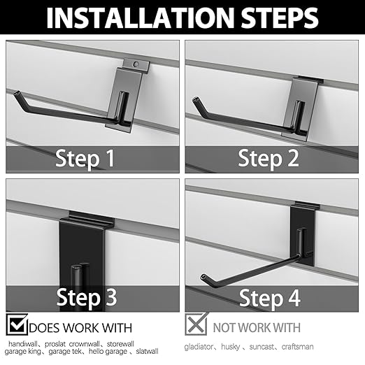 3-H Slatwall Accessories 30 Pack, 2/4/6 Inch Hooks & Hangers, Heavy Duty Slat - Image 7