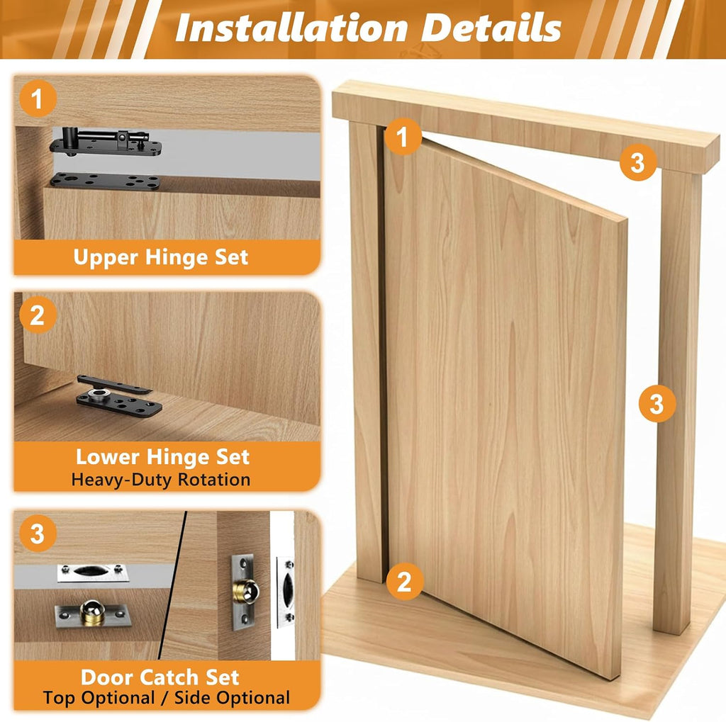 hidden door pivot hinge, 570lbs load capacity heavy showing dimensions