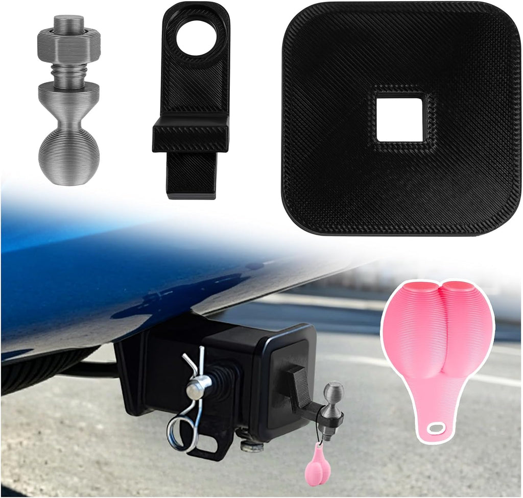 Funny Mini Trailer Hitch Ball Cover,Creative Novelty Humorous Mini Hitch Ball Joke with Fastening Nuts,Portable Tiny Trailer Hitches Fit 2 Inch Receiver Trailers Accessories
