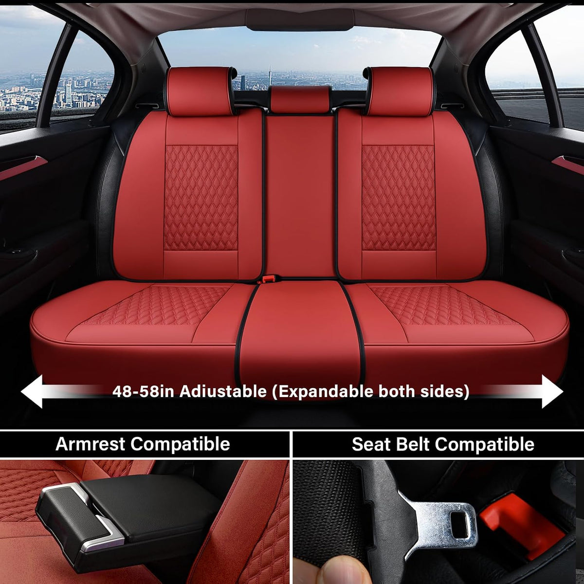 coverado car seat covers full set, red seat, side view