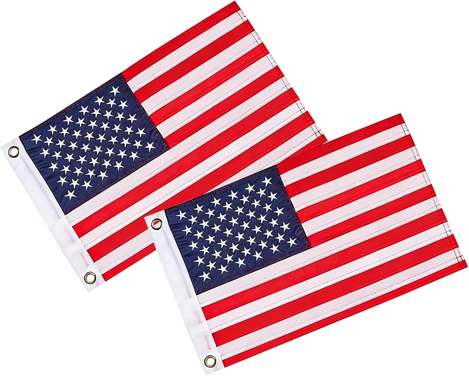 2 PCS Car American Flags, Double-Sided Patriotic USA Flag for LED Whip Light & Antenna Pole, Heavy-Duty Star Stripe Pattern with Grommet, for UTV ATV Truck Boat Offroad (Multicolored)