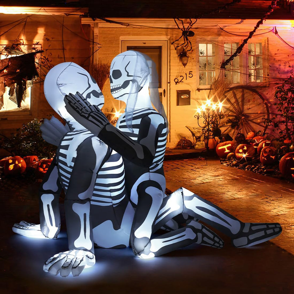 GOOSH 6.5 FT Long Halloween Inflatables Skeleton Outdoor Decorations Blow Up ...