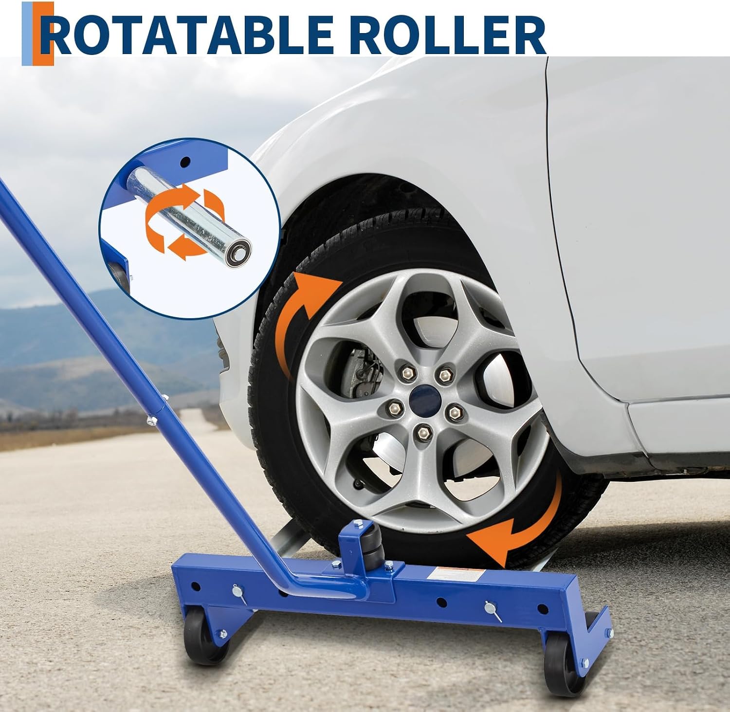 Heavy-Duty Adjustable Tire Dolly Cart, 500 lbs Capacity Tire Moving Tool with 360° Swivel Casters for Garage, Workshop, Auto Repair, Blue