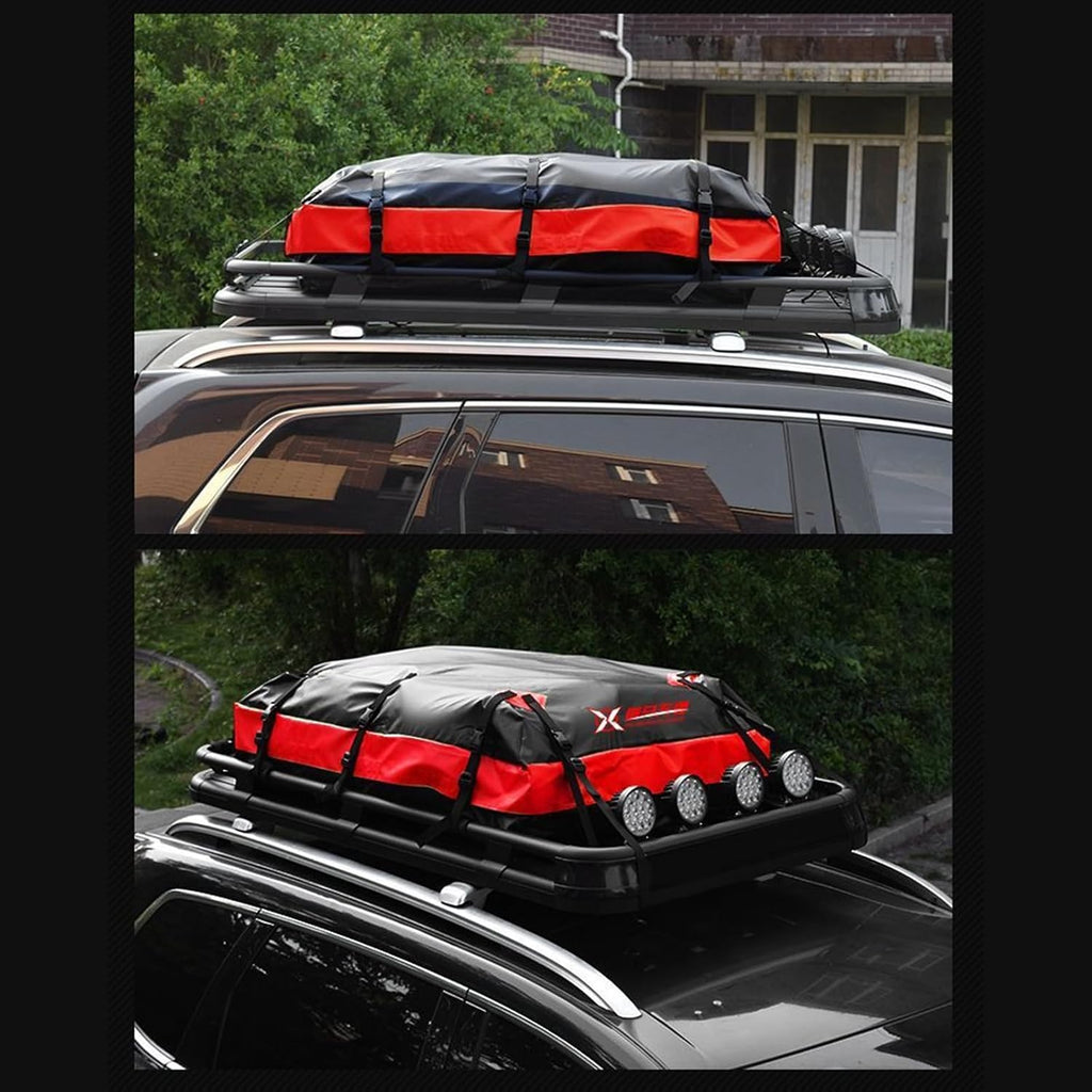 Car Roof Bag 112x87x44cm 420D Oxford, Cargo Storage Rooftop Carrier with Reinforced Straps & Door Hooks, Soft Roof Top Luggage Bag for SUV Sedan Travel Camping, 17.3x34.3x44.1 Inch