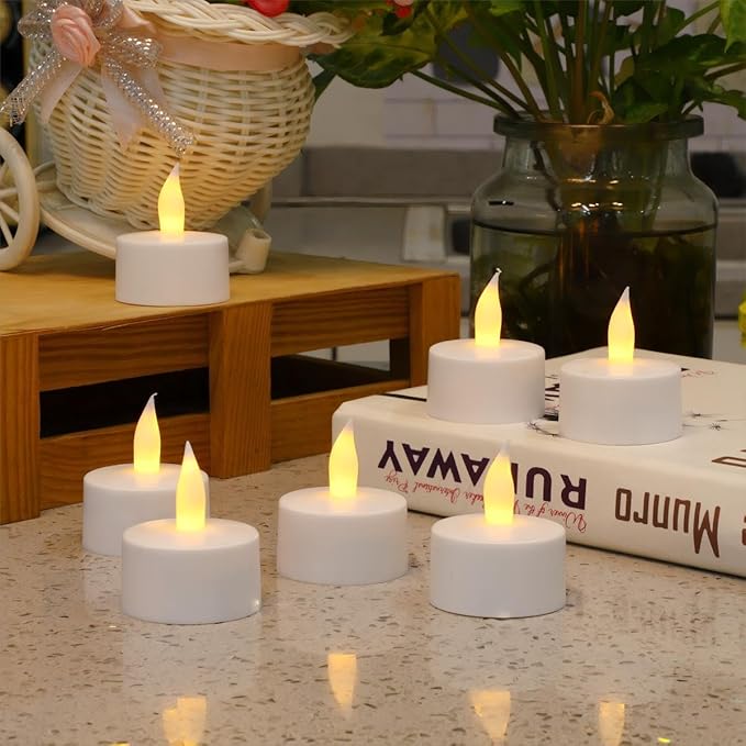 Rechargeable LED Tea Lights, Flickering Flameless Candles with Remote Timer, ...