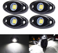 White LED Rock Lights, 4 Pods Neon 12V Waterproof Underglow Underbody Kit Crawler Crawling Dome Exterior Wheel Lights for ATV RZR UTV SUV Off-Road Auto Boat Motorcycle Glow Trail Rig Fender Lamp