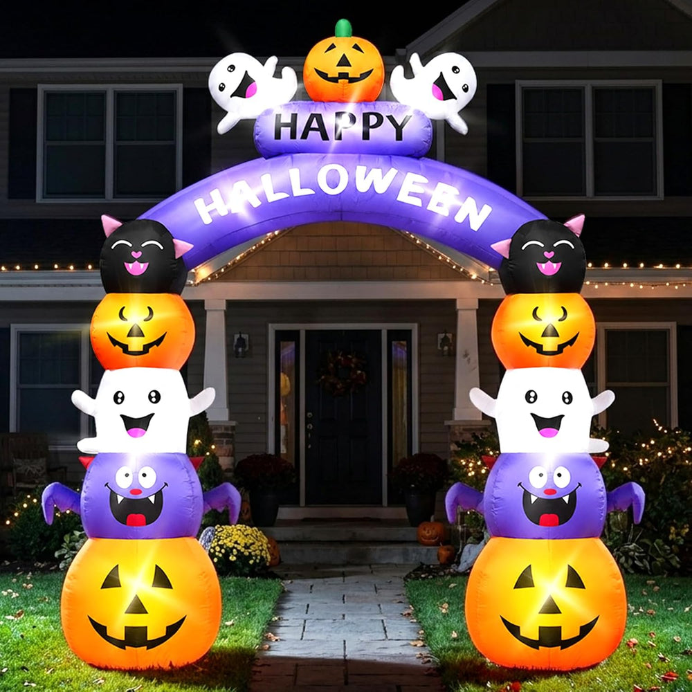 Halloween Inflatable Arch Cute Large Pumpkin Archway Blow Up Outdoor 8FT