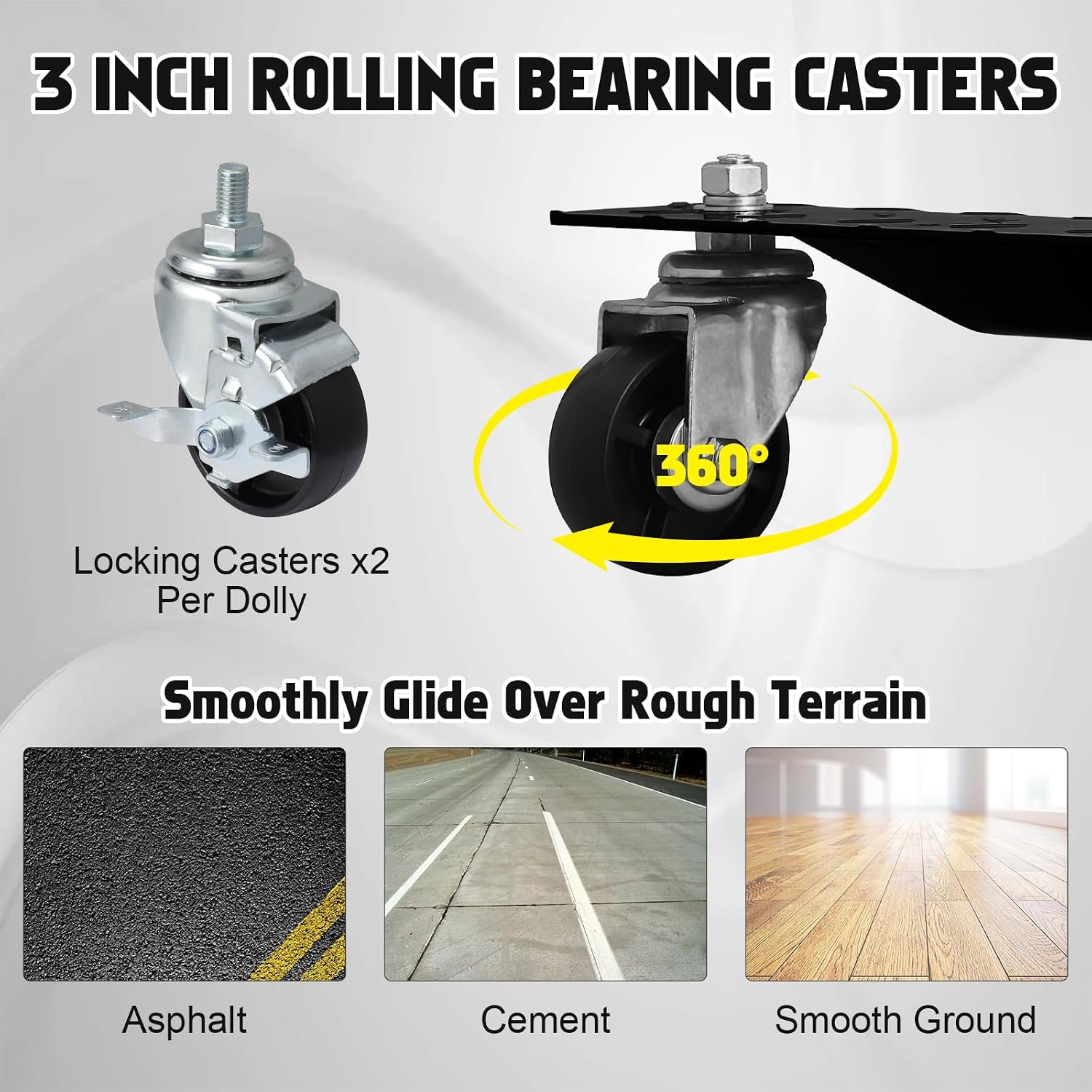 Wheel Dollies 4 Pack, 6000lbs Heavy Duty Car Skate Dollies with Brakes, Heavy-Duty Vehicle Dolly, Automotive Moving Mover Roller Skates for Garage, Auto, Truck, Trailer, Boats, Car Moving Cart