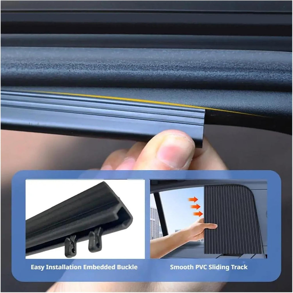 Embedded Sliding Rail Car Side Window Curtain Retractable Privacy Sunshade | Slide Rail Structure Supports Free Stretch Two Color Options Elevate Interior Private Space Experien(2pcs black)