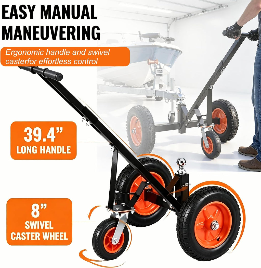 1000LBS Heavy Duty Manual Trailer Dolly,14" Pneumatic Tires | Adjustable Height Trailer Mover with 2" Hitch Ball,Portable Trailer Handling tug for Boat Camper RV & Utility Trailer