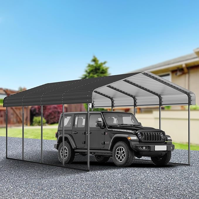12x20 FT Metal Carport, Heavy Duty Car Port Canopy by ATOVERChristmasTree