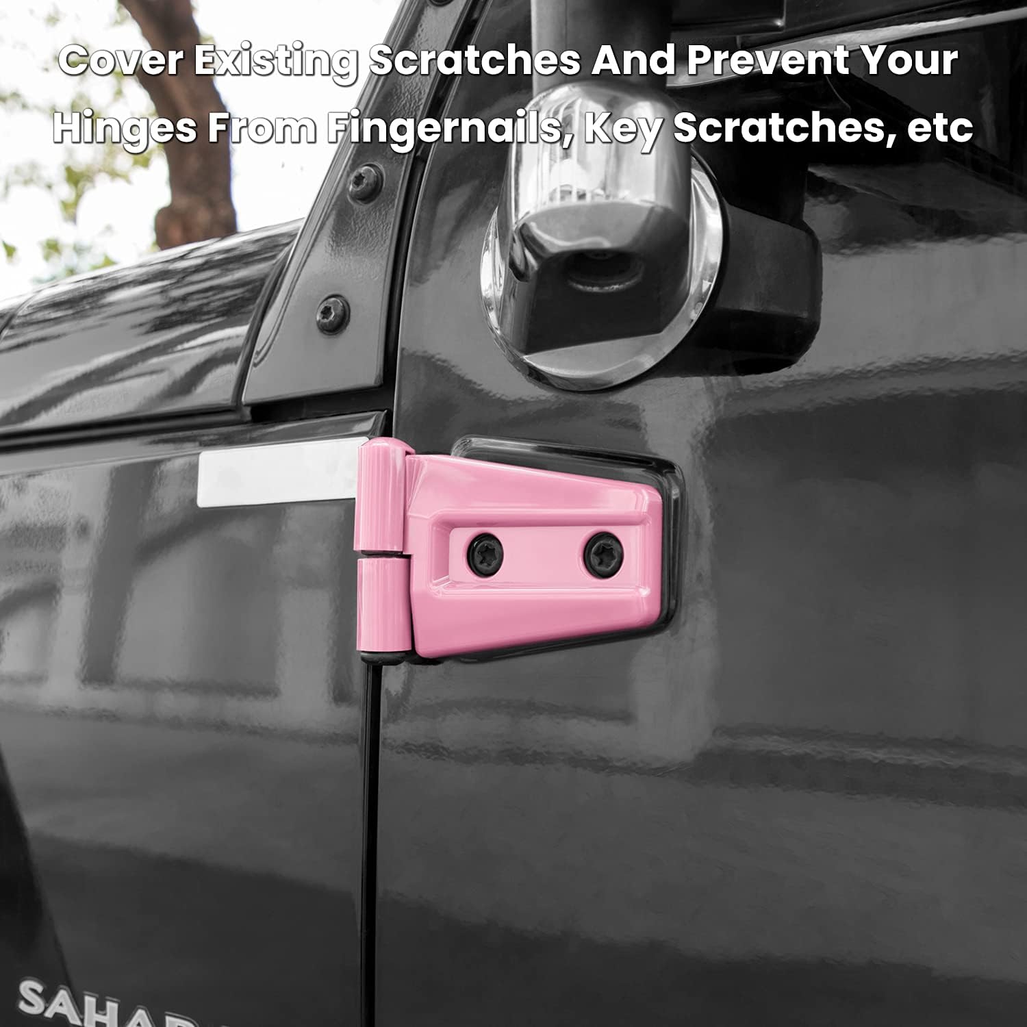 E-cowlboy Door Hinge Cover Trim Exterior Accessories for Jeep Wrangler JK JKU Sport Rubicon Sahara X Unlimited 2-Door & 4-Door 2007-2018 (Pink 8PCS)