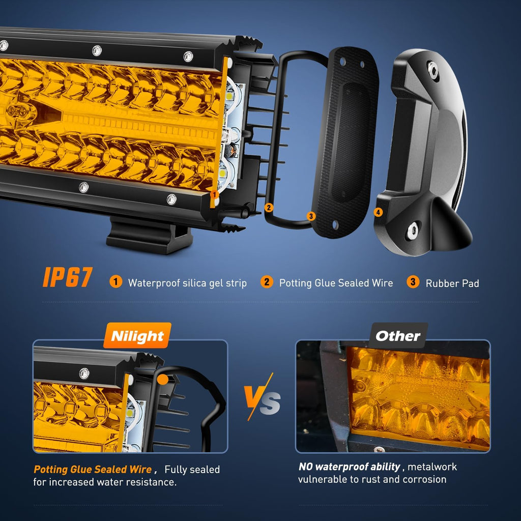 nilight led light bar 12 inch amber 300w, package contents
