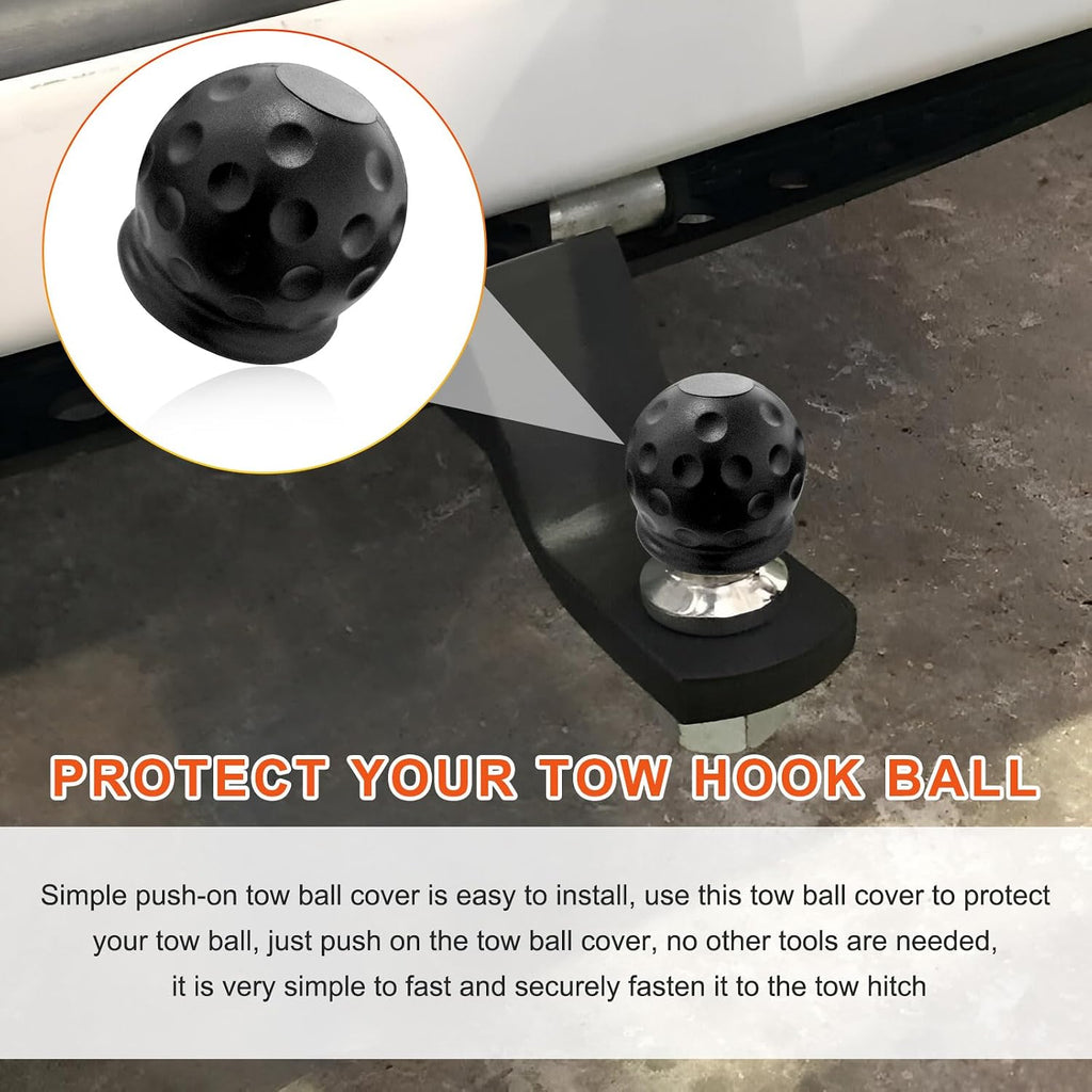 2 PCS Trailer Ball Cover, 2 Inch Rubber Waterproof Towing Hitch Ball Protective Cover, Universal Dustproof Tow Ball Sleeve Replacement for Truck RV Trailer, Car Accessories (Black)