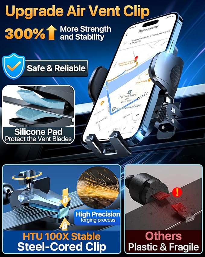 HTU 2025 Upgraded Car Phone Holder 【Safety Certs & No Smell】 Cell Phone Holder - Image 7