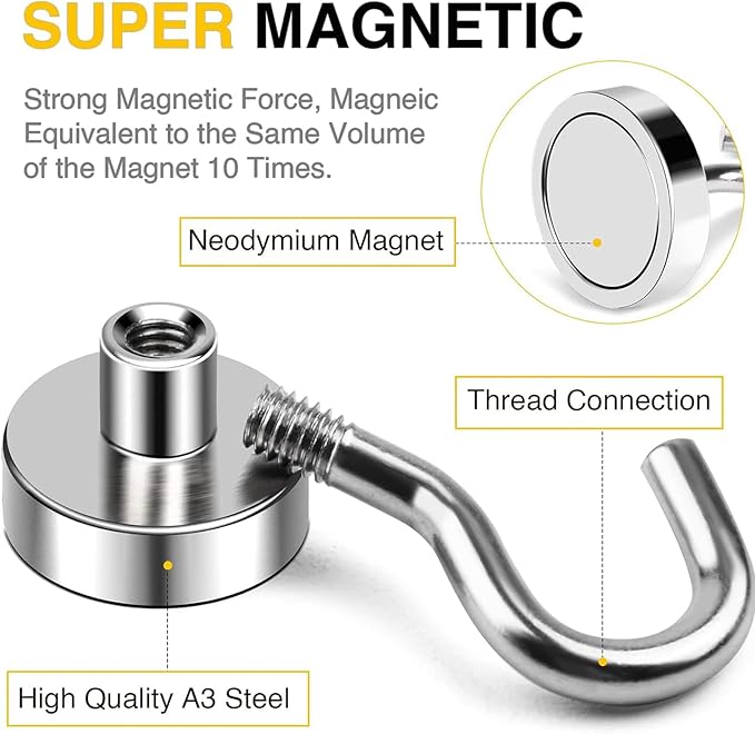 DIYMAG Magnetic Hooks, 30lbs+ Magnet Hook 2025 Cruise Cabin Ship Essentials - Image 7