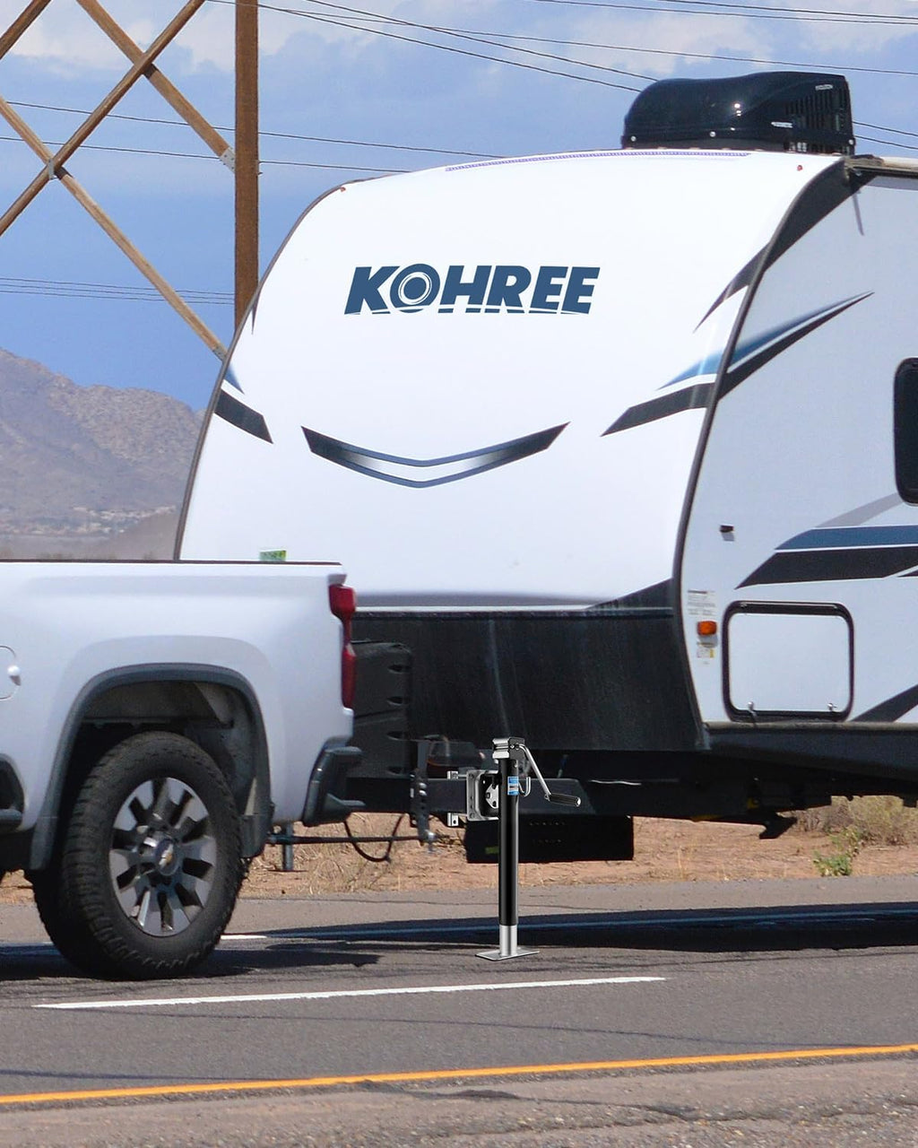 Kohree 3000 lbs Trailer Jack, Heavy Duty Bolt-on Low-Profile Small Swivel Trailer Tongue Jack with Ergonomic Handle for RV, Boat, Utility, Camping Trailer, 15" Vertical Travel