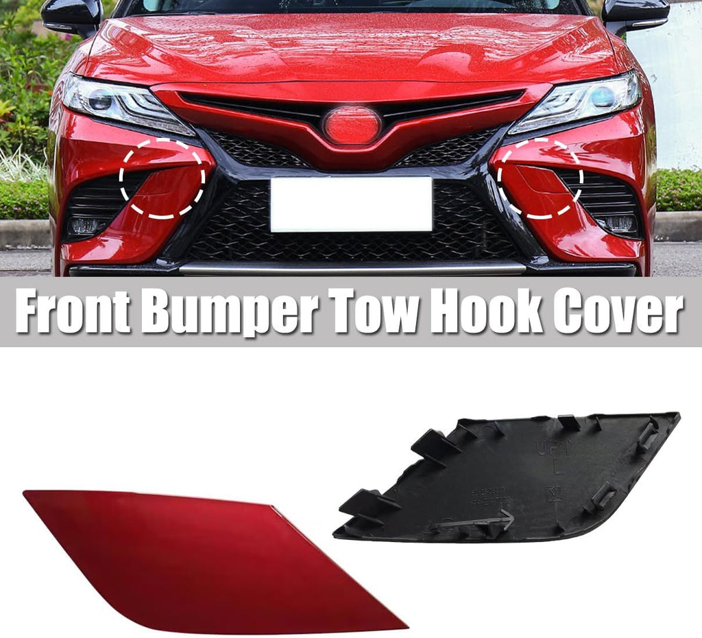 Front Bumper Tow Hook Hole Eye Cover Cap for Toyota Camry SE XSE 2018 2019 2020 (Pearl White, Right)