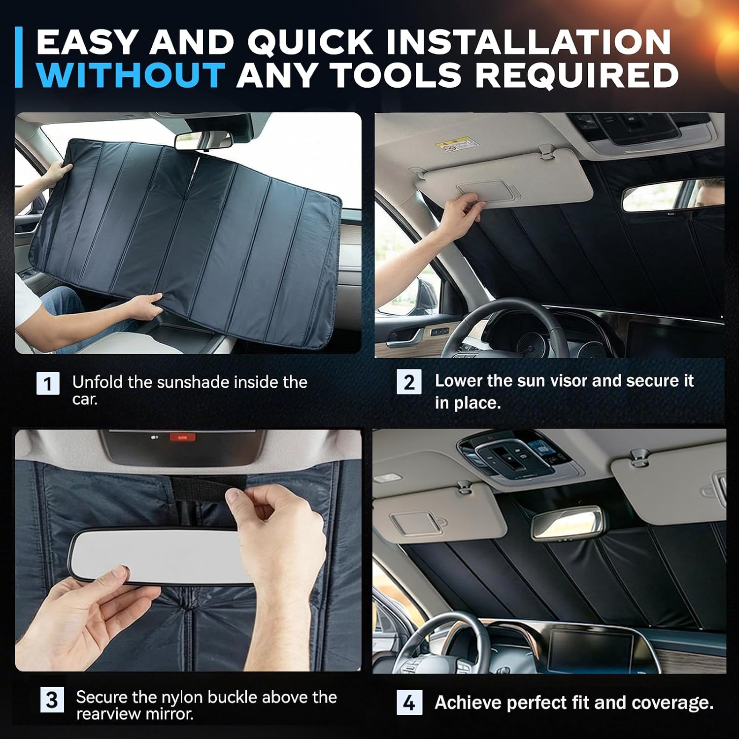 Windshield Sun Shade for Toyota Camry 2025-2026, Custom Fit Folding Design Car Front Window Sunshade Sun Visor Shield Accessories for Interior Protector, Blocks UV Rays & Heat