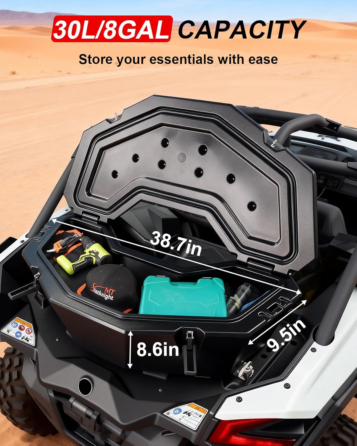 StarknightMT X3 Rear Storage Box, 8GAL Waterproof Cargo Box Compatible with Maverick X3, Outlander (Except 6x6), Renegade, OEM Replace #715004778 w/h Mounting System