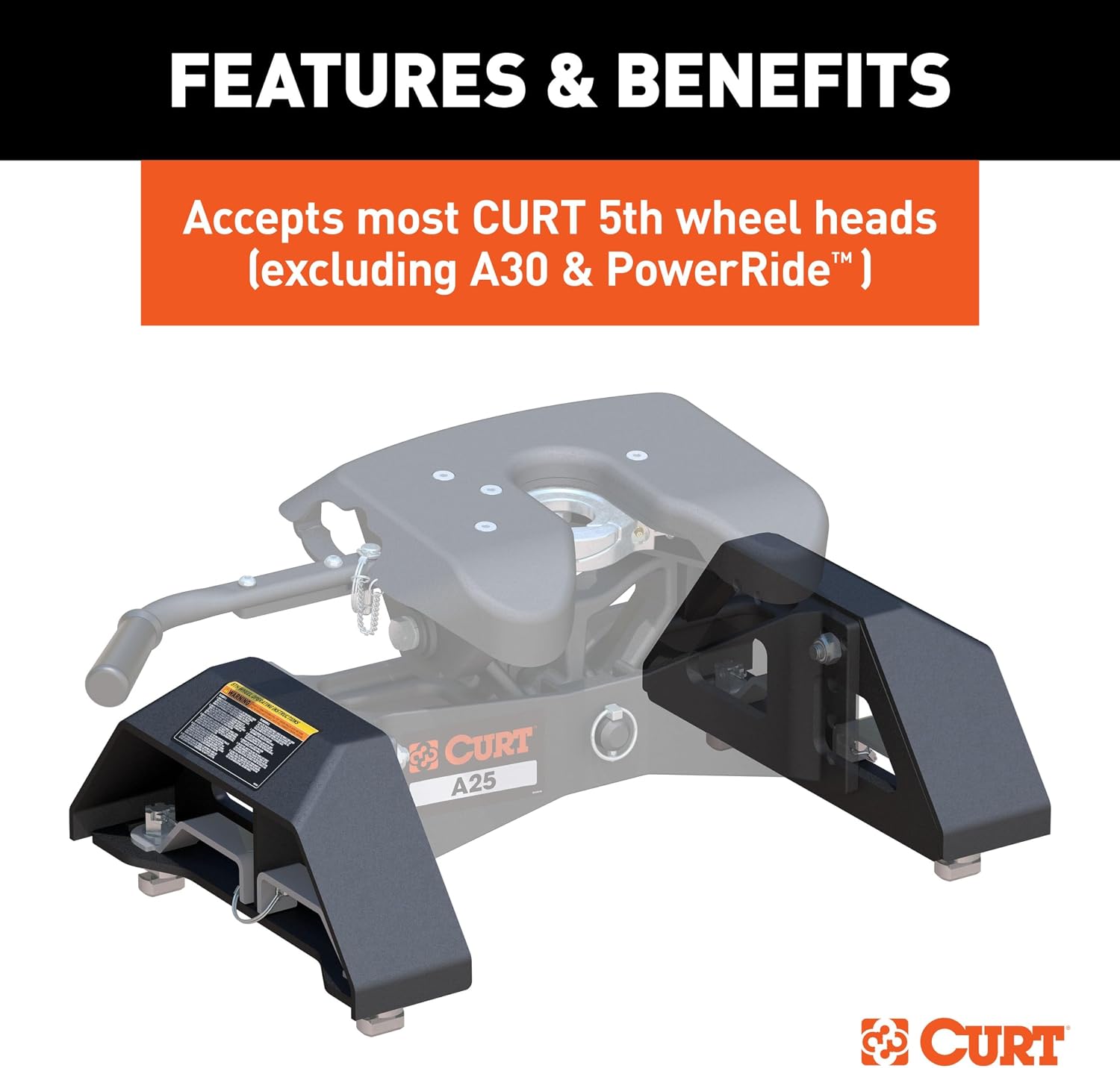 CURT 16029 Replacement Chevrolet Silverado, GMC Sierra 2500, 3500 HD Puck System 5th Wheel Legs, 25,000 lbs, Hitch Head Required