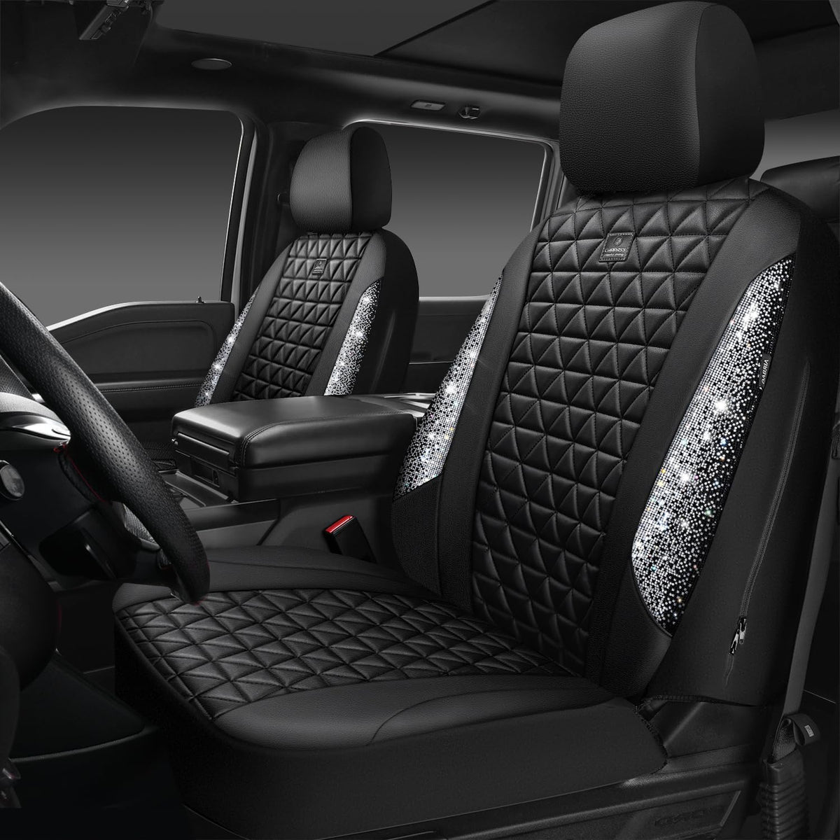 car pass bling diamond leather car seat covers, main product view