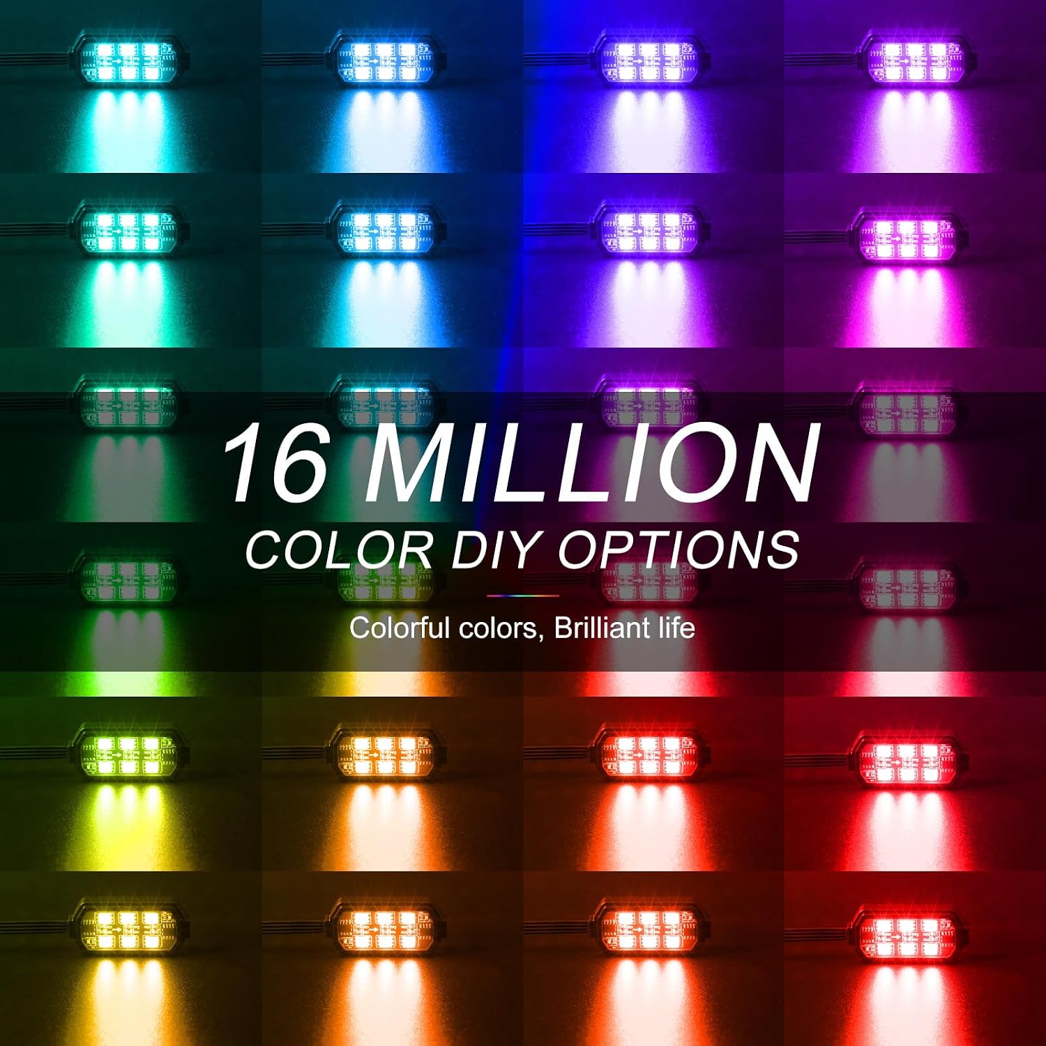 Motorcycle LED Underglow Kit, ICICAR 12 Pcs APP Control RGB Chasing Mode 16 Million Color Dual Remote Music Mode IP68 Waterproof Led Lights, Motorcycle Lights with Power Switch