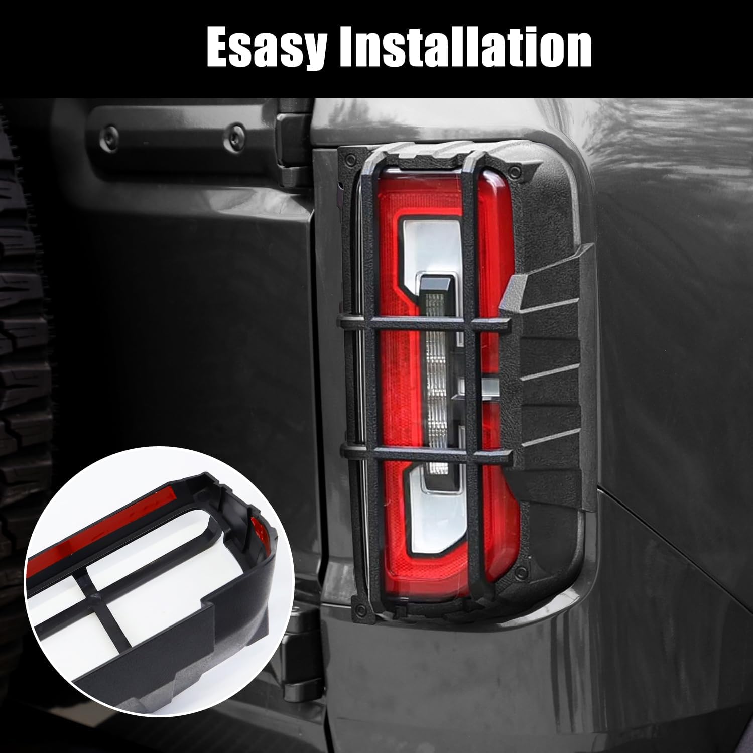 Tail Light Cover Compatible with 2021-2026 Ford Bronco Badlands, Outer Banks, Wildtrak, Heritage Limited Edition, Everglades 2/4 Doors(Only LED Light), Rear Lamp Guard Protector Exterior Accessories