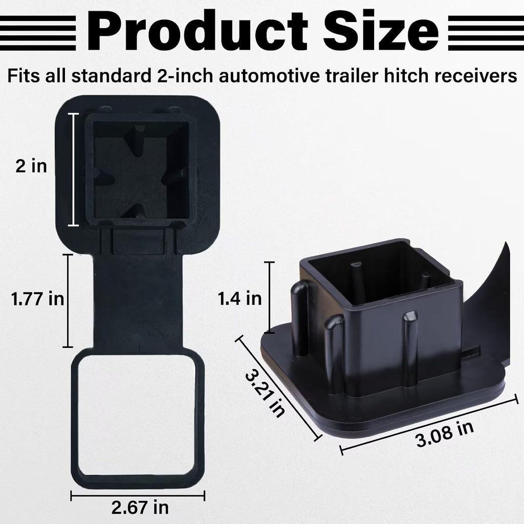 2 Inch Rubber Trailer Hitch Cover, Durable Tow Hitch Covers with American Flag, Car Exterior Accessories Fits for 2 Inches Hitch Receivers, Hitch Cover Tube Plug Cap for Trucks(Black&Blue Line)