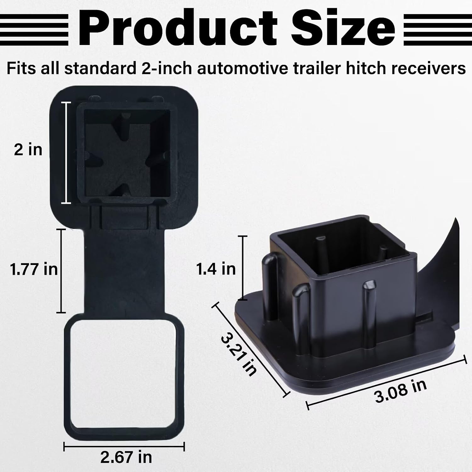 2 Inch Rubber Trailer Hitch Cover, Durable Tow Hitch Covers with American Flag, Car Exterior Accessories Fits for 2 Inches Hitch Receivers, Hitch Cover Tube Plug Cap for Trucks(Silver&Red Line)