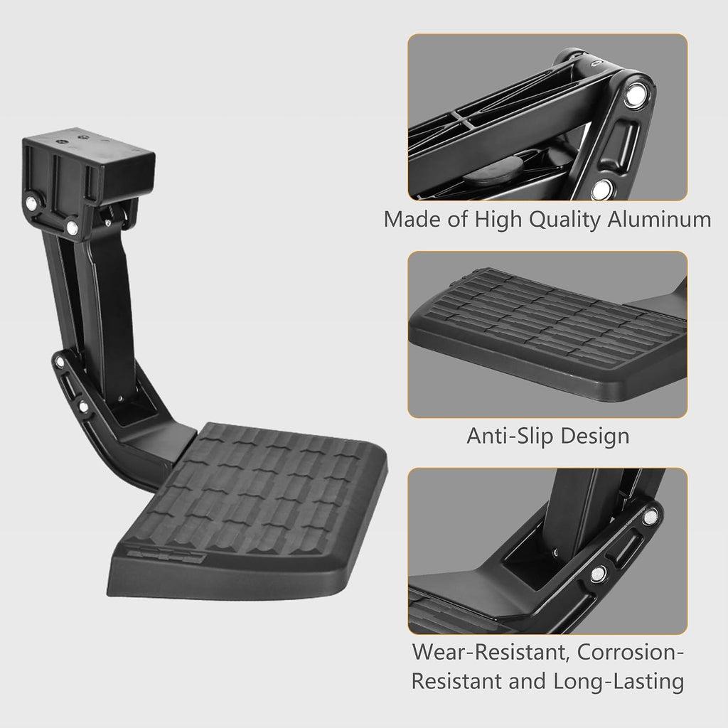 75306-01A Rear Bed Step Compatible with 2009-2018 Dodge Ram 1500, Ram 2500/3500 (Excludes Dual Exhaust & EcoDiesel Models) Retractable Bumper Tailgate Step
