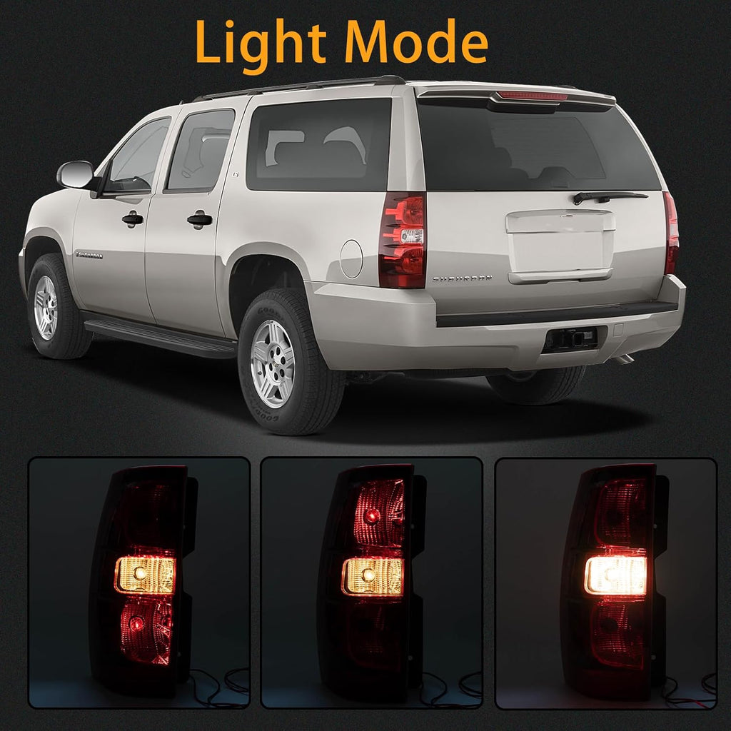Tail Light Assembly Compatible With 2007-2014 Chevy Tahoe Suburban Right Passenger Side Rear Brake Lamps With Bulb Inside And Wiring Harness Replaces# GM2801196 25862702 22837924