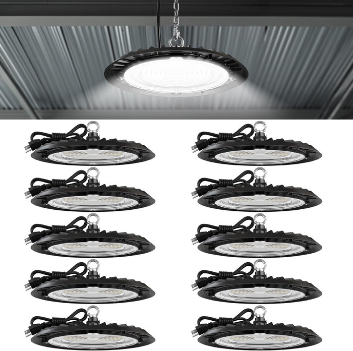 Sunco 10 Pack UFO LED High Bay Lights, Plug & Play, 150W, 19500LM, 5000K