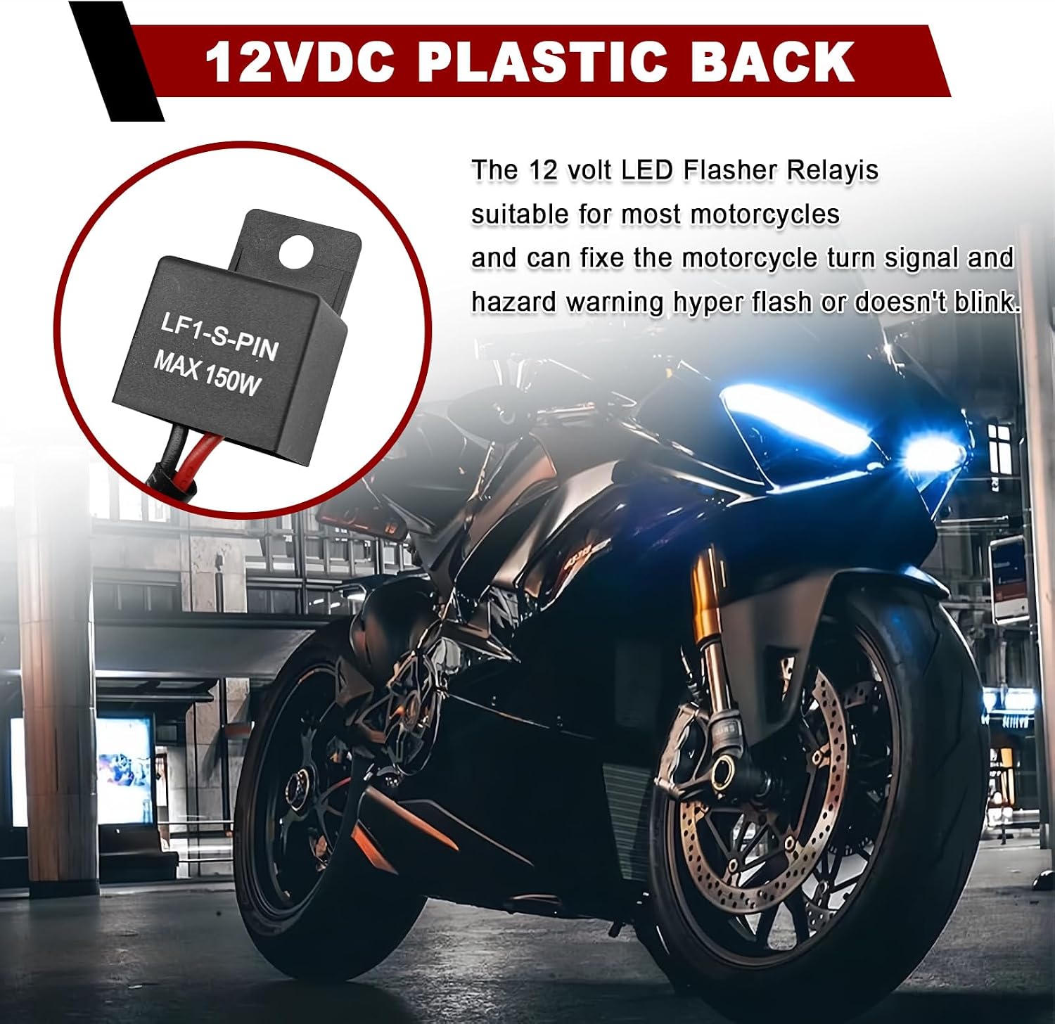 LED Flasher Relay 2-Pin, FIX Motorcycle Turn Signal Flasher Relay Flash Rate Wiring Connectors Kit